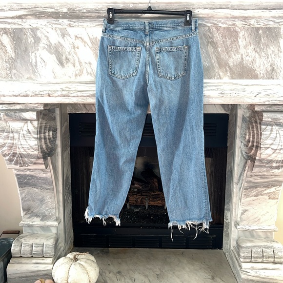 Free People We the Free Maggie Mid-Rise Straight-Leg Jeans Ripped Frayed 29 - Picture 11 of 14